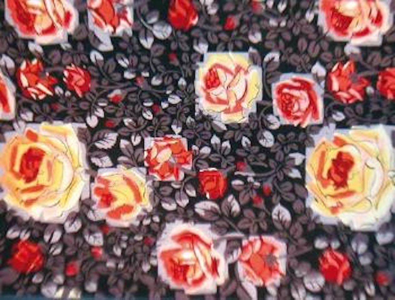 Roses orangées sur fond noir by Raoul Dufy