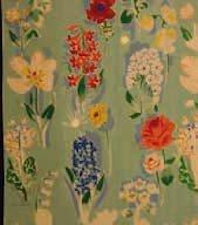 Fleurs de printemps: jacinthes, iris, roses, primevères et muguet sur fond vert by Raoul Dufy