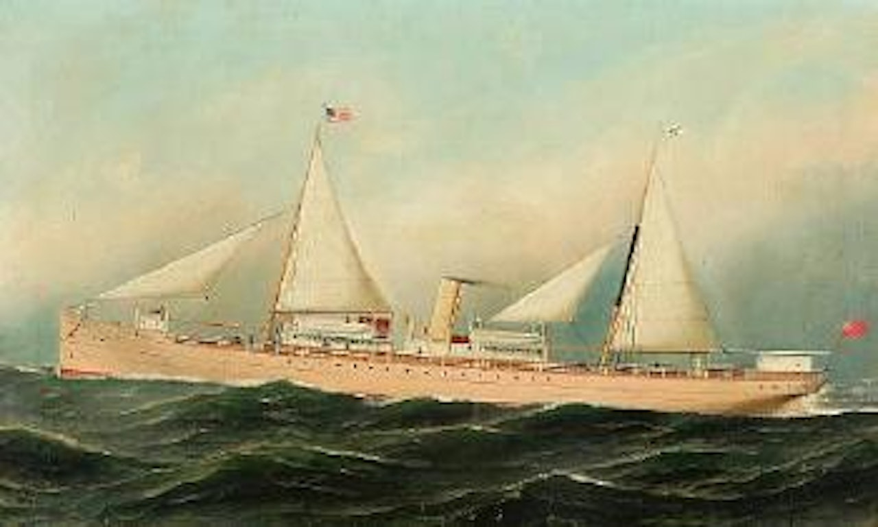 The passenger - freighter Aguan at sea by Antonio Jacobsen