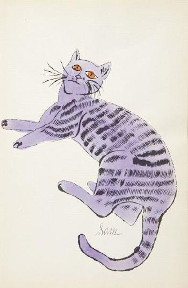 [Violet Sam Lying], from 25 Cats Named Sam and One Blue Pussy book by Andy Warhol