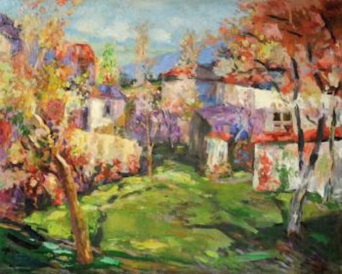 Hameau dans un paysage, au printemps by Victor Charreton