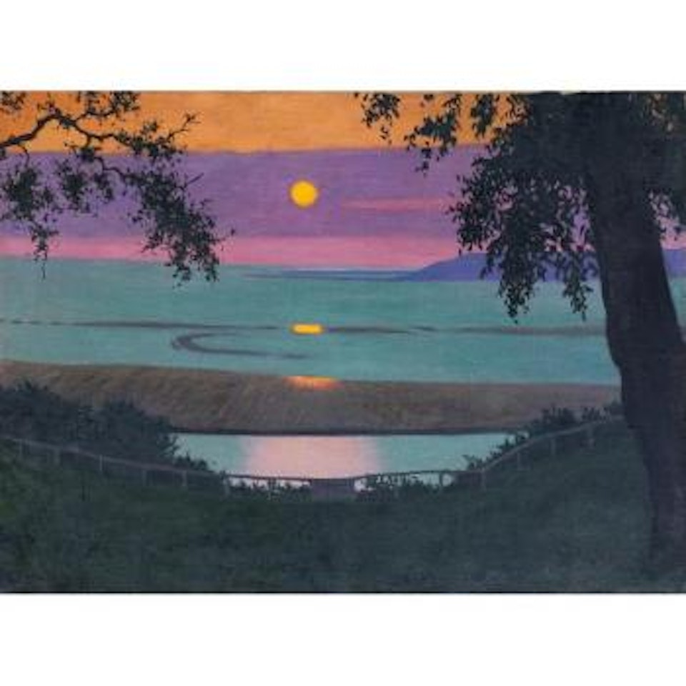 Coucher De Soleil À Grâce, Ciel Orangé Et Violet by Félix Vallotton