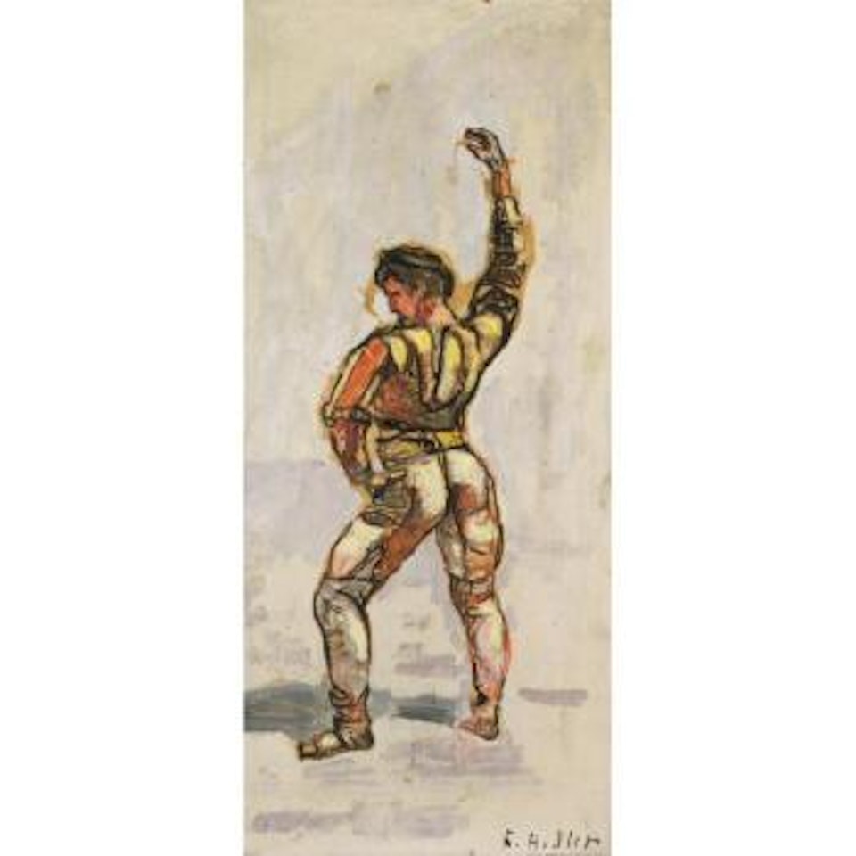 Schwörender Im Linksprofil Zu "Einmütigkeit" by Ferdinand Hodler