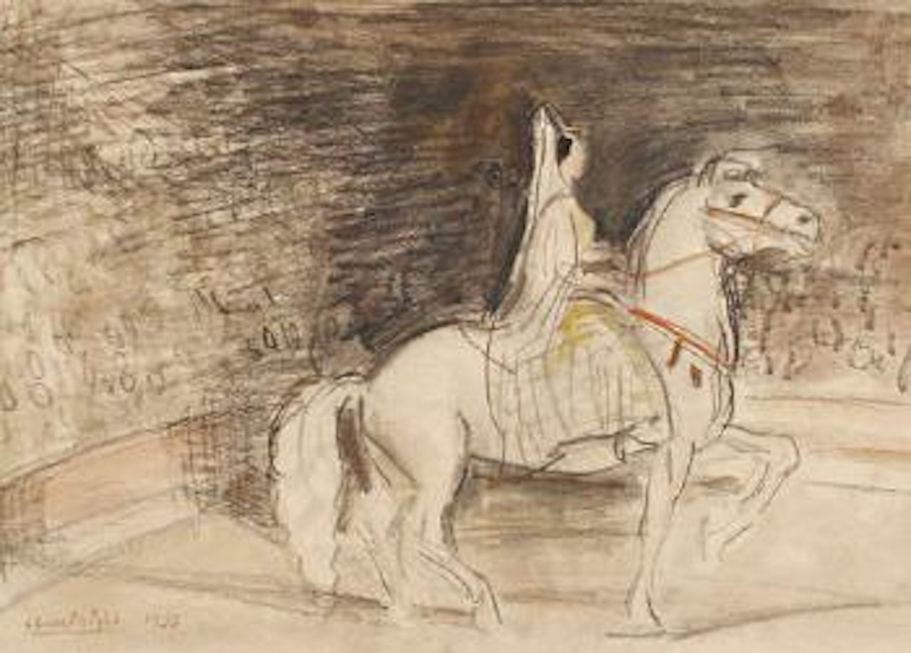 Circus ring with horse and rider by Laura Knight