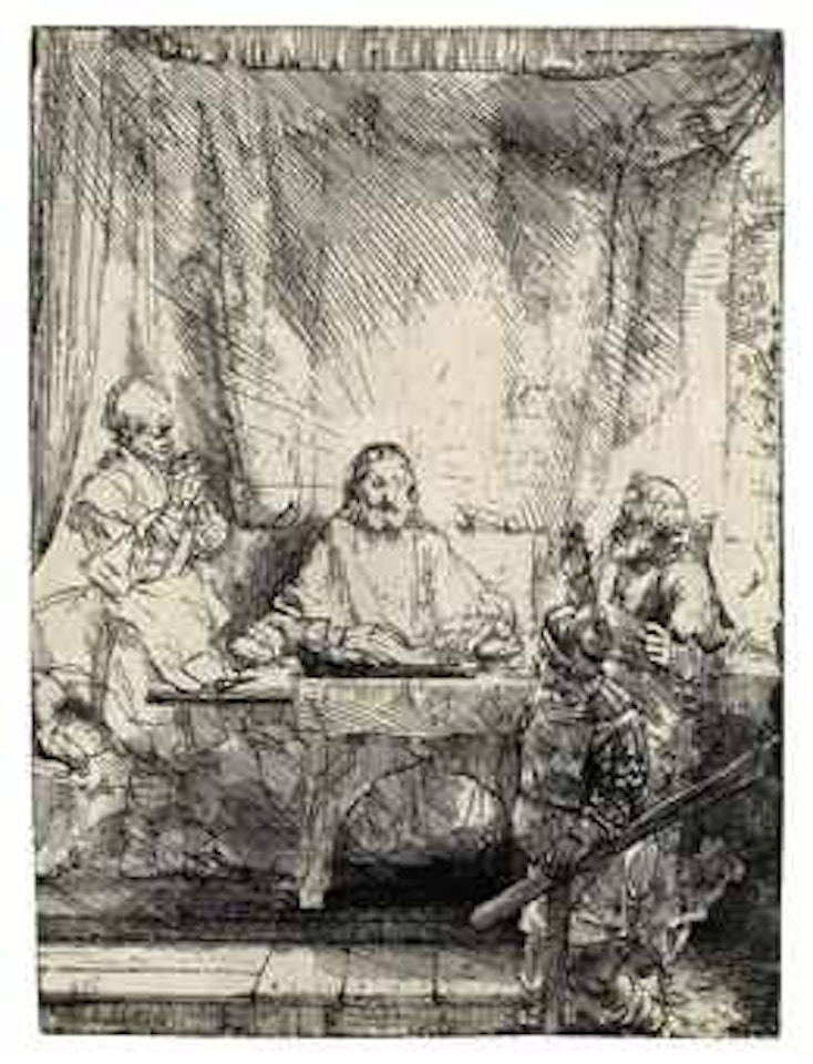 Christ at Emmaus: Large Plate (B., Holl. 87; Hind 282) by Attributed to Rembrandt Harmensz van Rijn