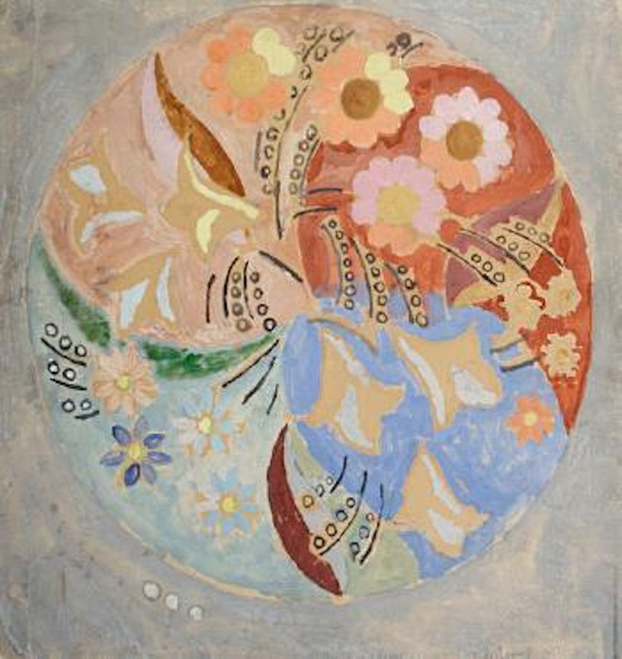 Circular composition with flowers by Duncan Grant