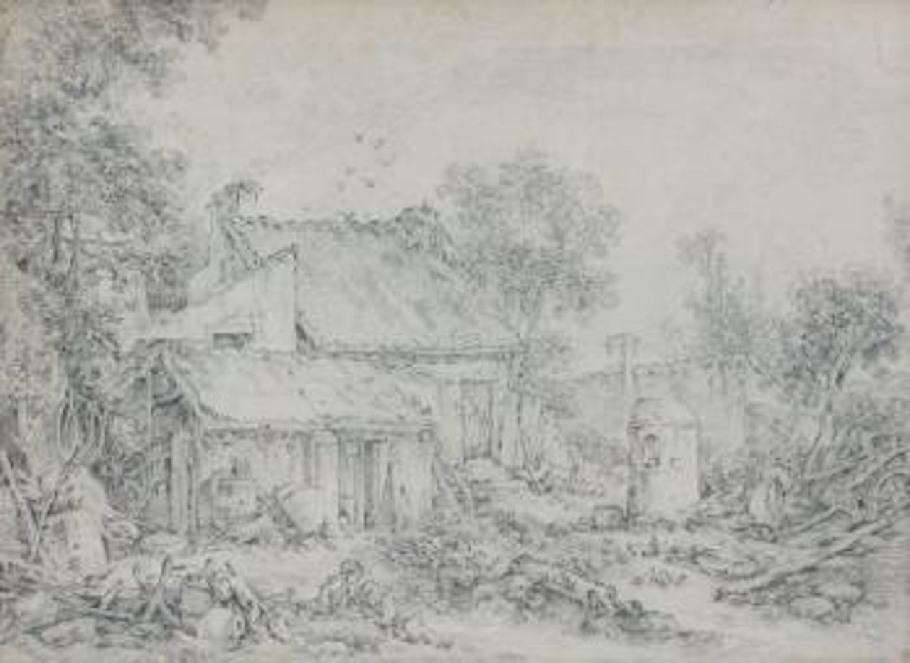 Cour de ferme animée by Francois Boucher