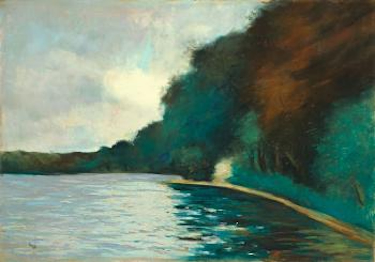Bewaldetes Seeufer (Grunewaldsee?) by Lesser Ury