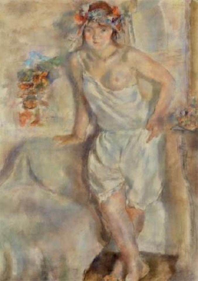 Geneviève à la couronne de fleurs by Jules Pascin