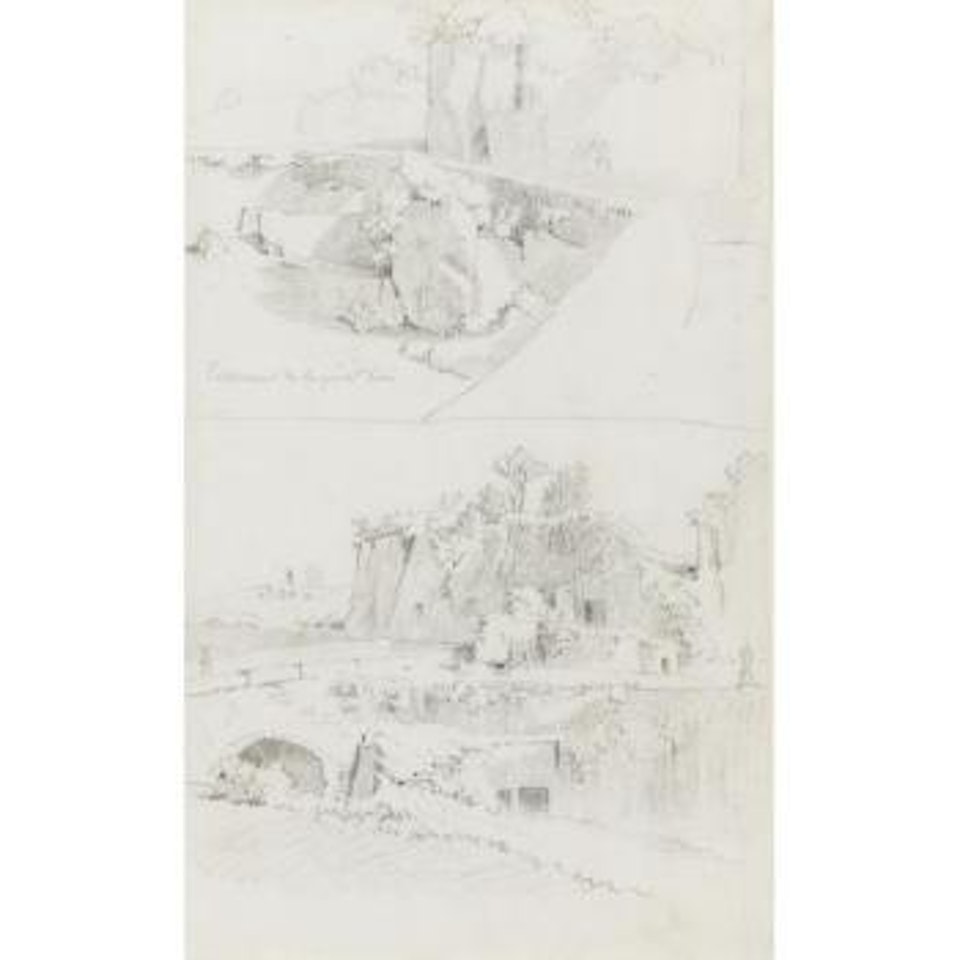 Landscape With Path And Overgrown Classical Ruins, With A Shepherd In The Distance by Simon Denis