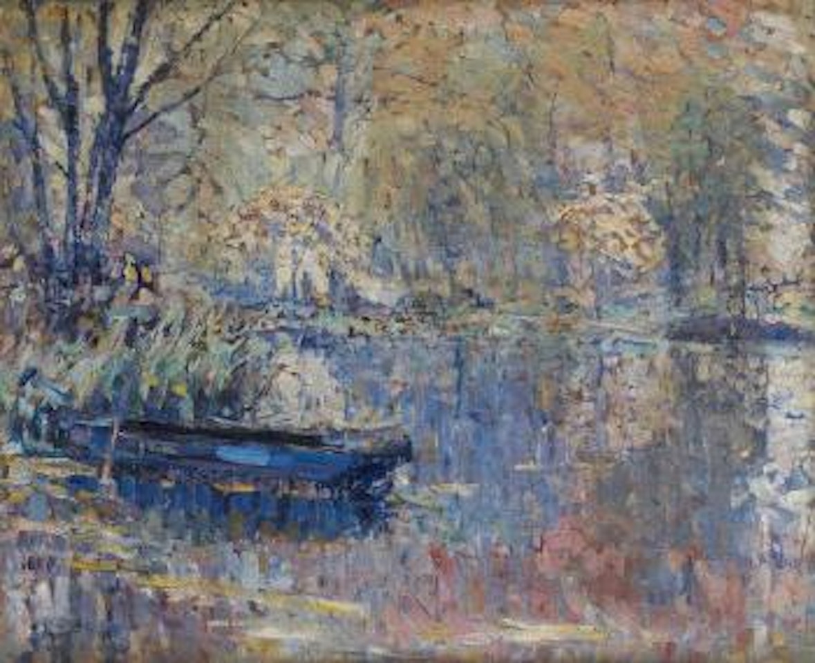 Barque en bord d'étang by Joseph Raphael