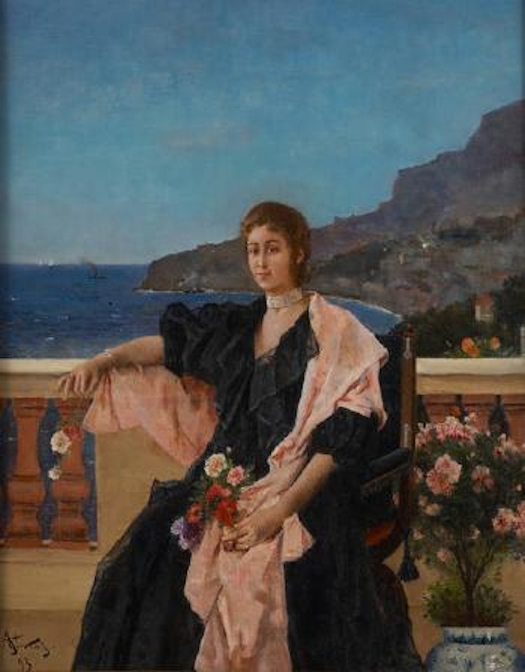 Jeune femme en bord de mer by Alfred Stevens