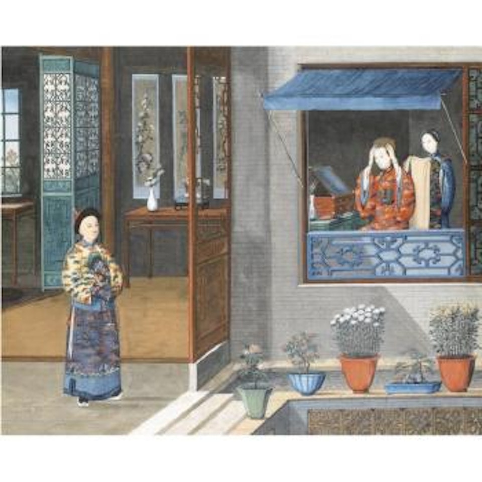 Chinese Interior With A Woman At Her Toilet by Chinese School