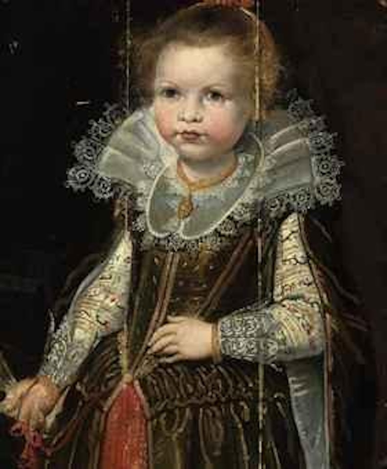 Portrait of a young girl, three-quarter-length, holding a fan by Peter Paul Rubens