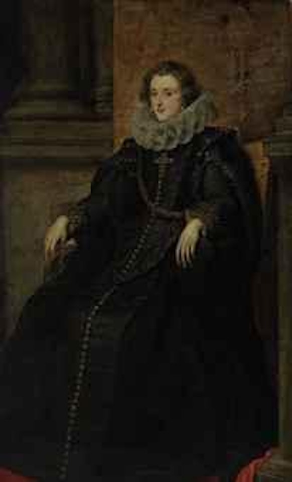 Portrait of Doña Polissena Spinola, Marchesa de Leganés (1600-1637), full-length, seated, in a black dress by Anthony van Dyck