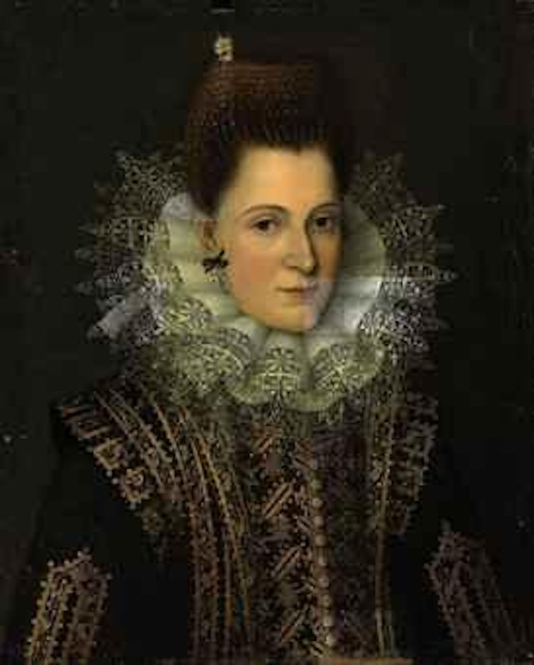 Portrait of a lady, bust-length, in a gold-embroidered dress by Flemish School
