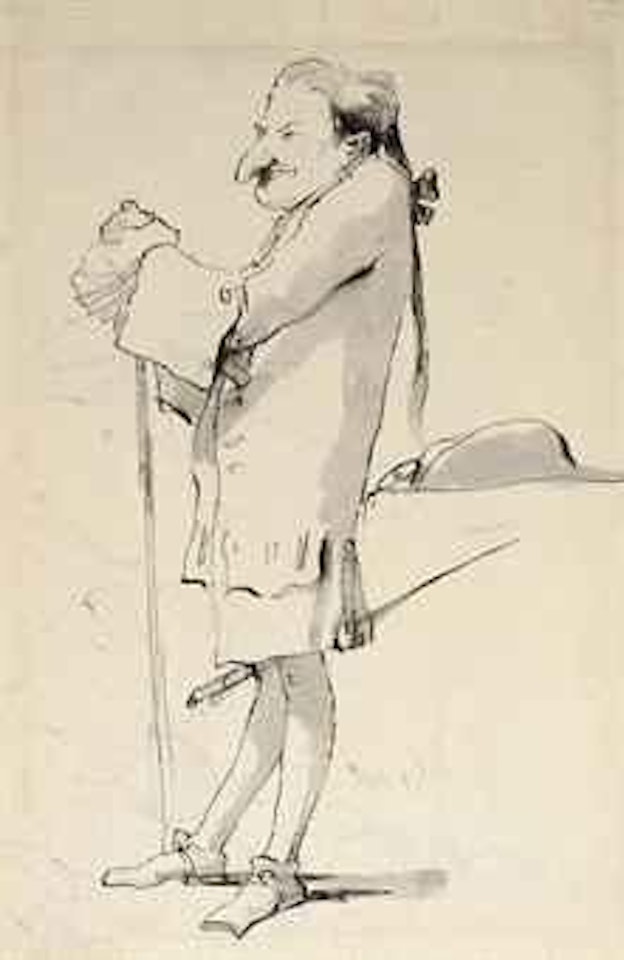 Caricature of a standing cavalier leaning on a staff by Giovanni Battista Tiepolo