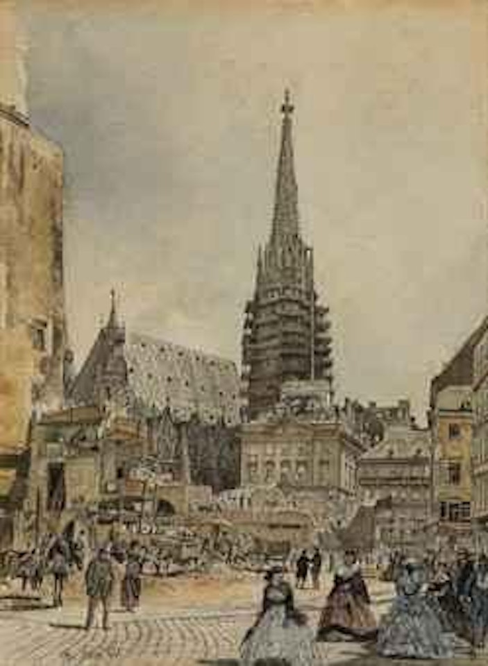 Construction in front of Saint Stephen's Cathedral, Vienna by Rudolf von Alt