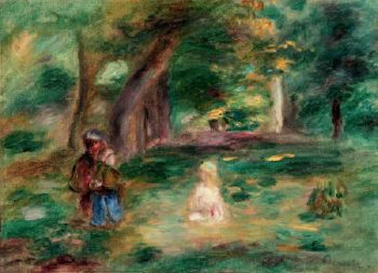 Trois personnages dans un paysage by Pierre-Auguste Renoir