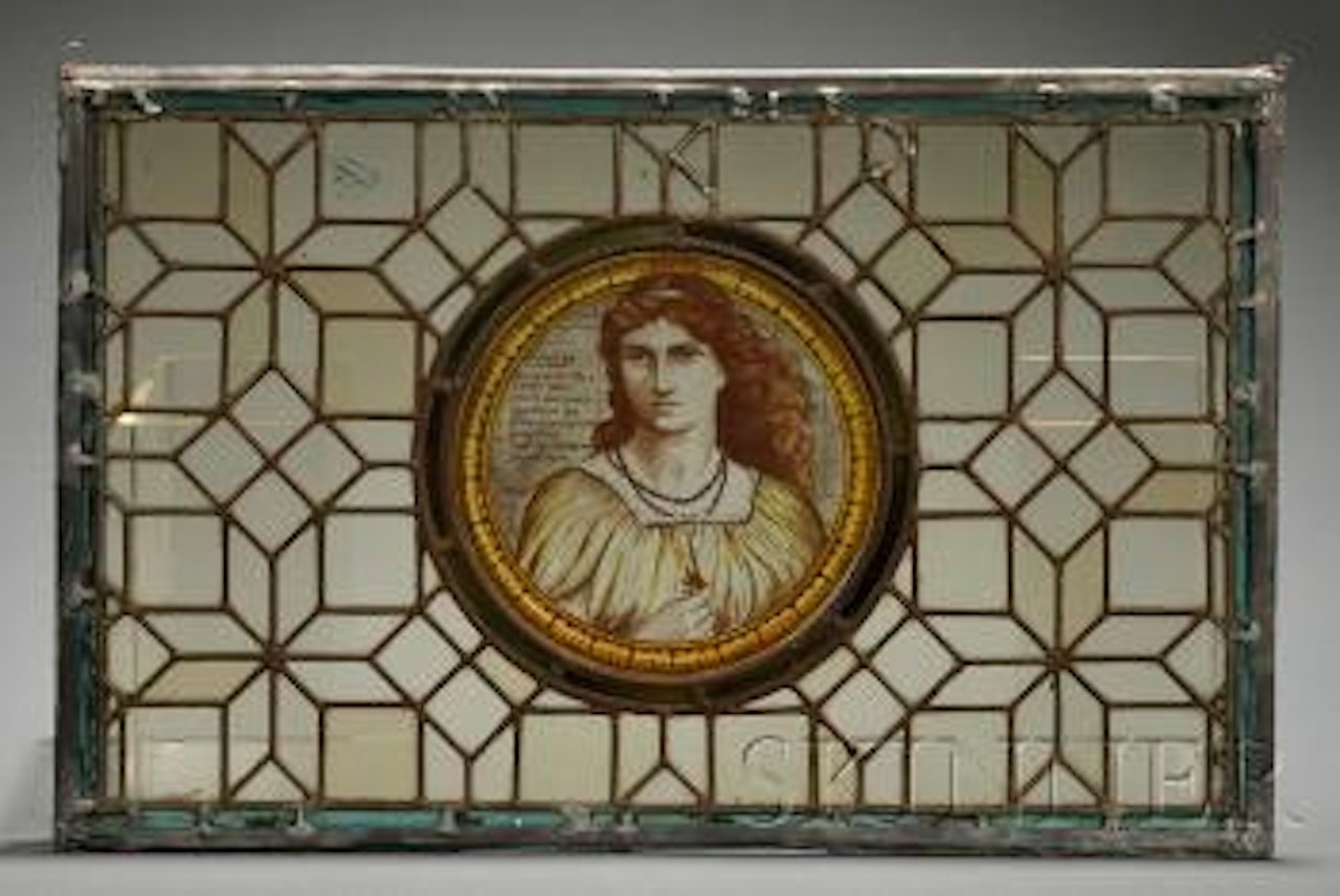 Three figural pre-Raphaelite stained leaded glass windows by Edward Coley Burne-Jones