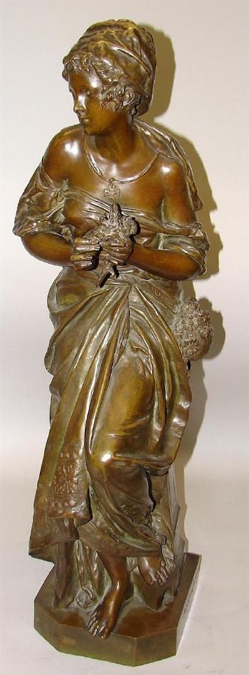 Seated maiden with sprig by Albert-Ernest Carrier-Belleuse