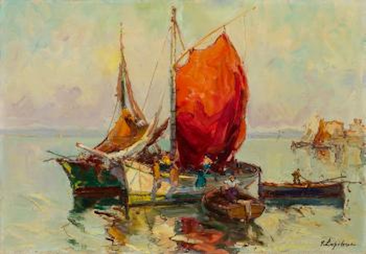 Fischersfritze mit den Fischerbooten by Georgij Aleksandrovic Lapschin