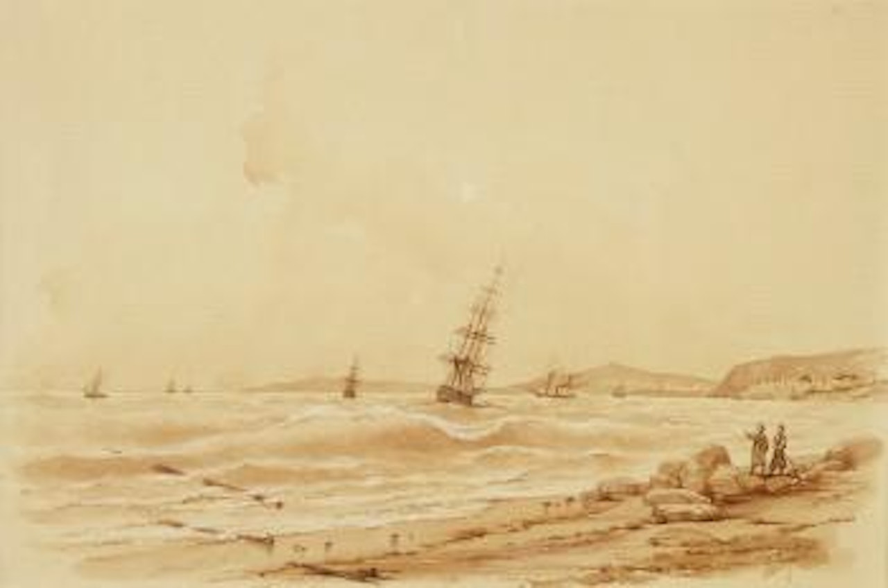 Küstenlandschaft mit Schiffen auf stürmischer See by Ivan Konstantinovich Aivazovsky