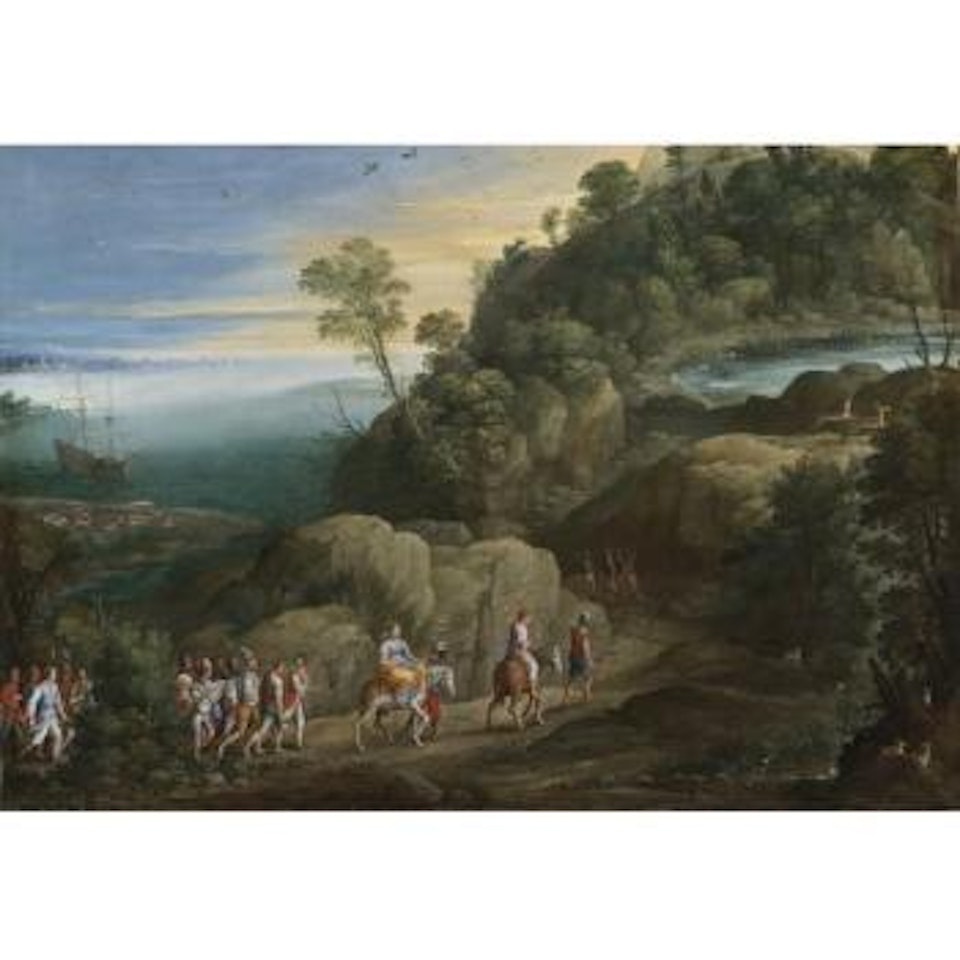 An Extensive Landscape With Scenes From The Historiae Aethiopica by Paul Bril