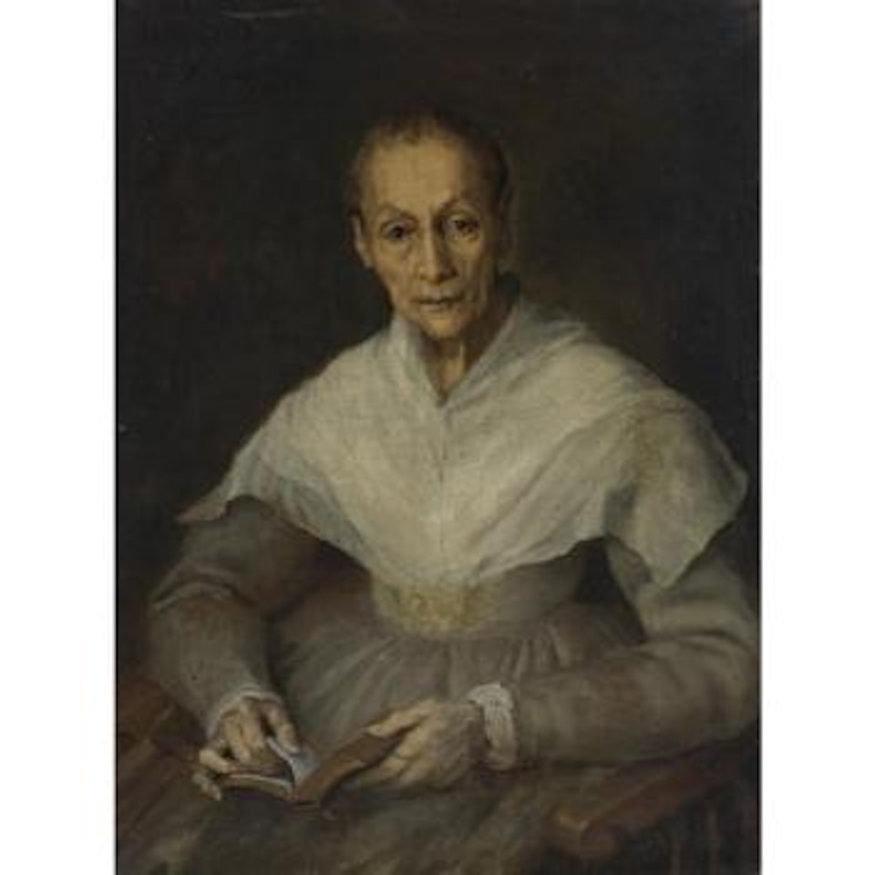 Portrait Of An Old Woman, Three-quarter-length, Seated, In A Gray Dress by Venetian School