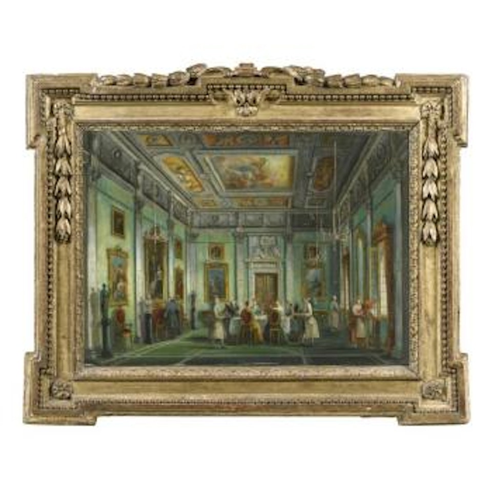 Interior Of An Elegant Dining Room With A Dinner Party by Giuseppe Bernardino Bison