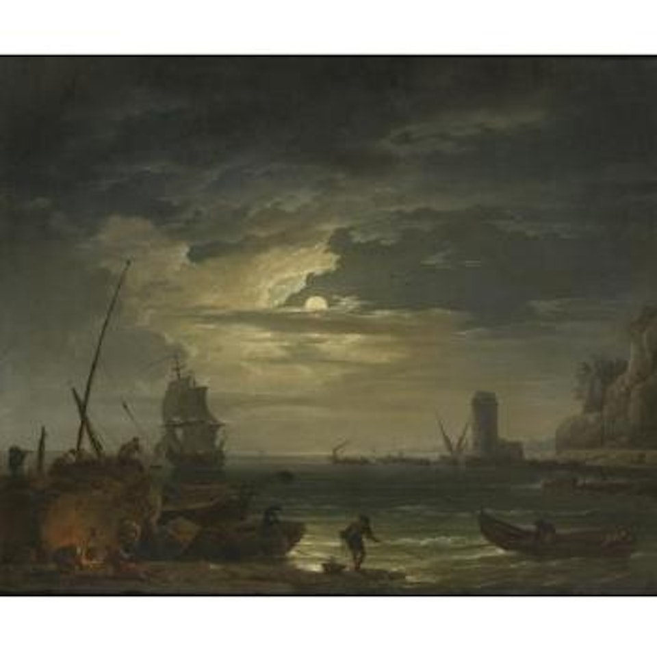 A Mediterranean Inlet By Moonlight by Claude Joseph Vernet