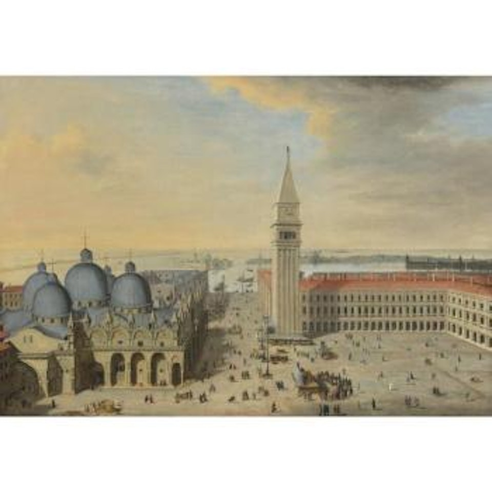 View Of San Marco And The Campanile, Venice, Seen From Above Looking South by Gaspar van Wittel