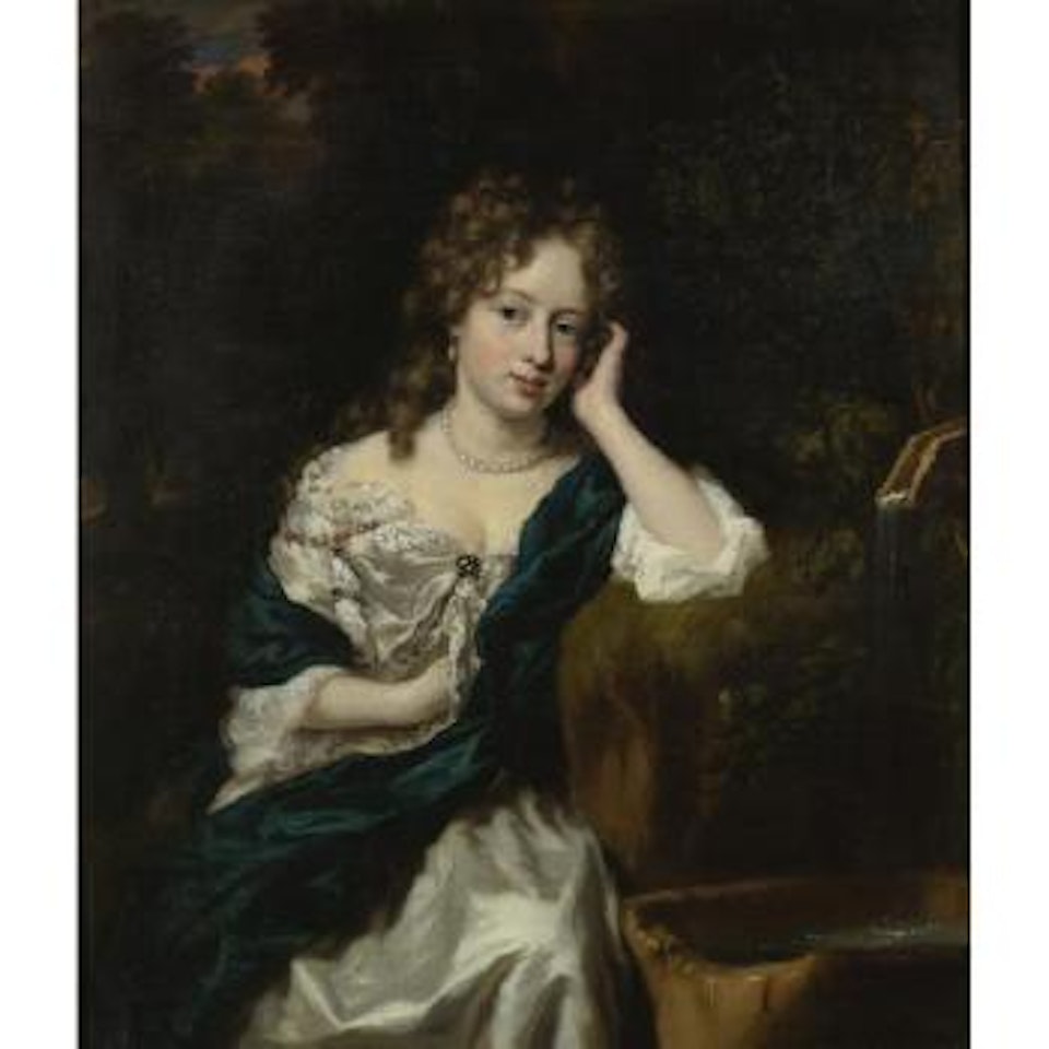 Portrait Of A Lady Seated By A Fountain by Nicolaes Maes