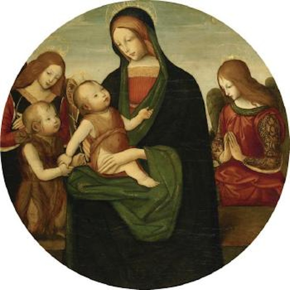 Madonna And Child With The Young Saint John The Baptist And Two Angels by Master of the Greenville Tondo