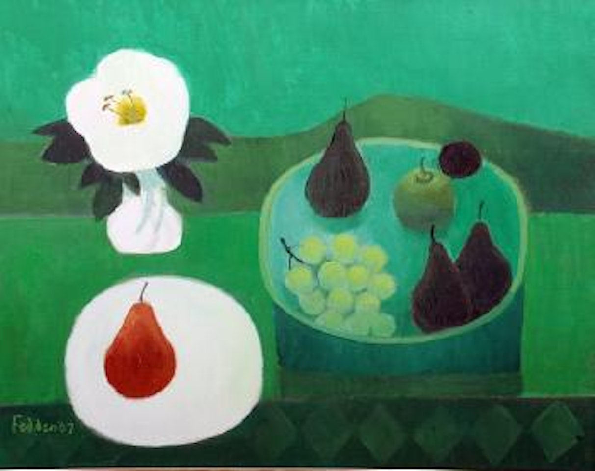 Still life, grapes and pears by Mary Fedden