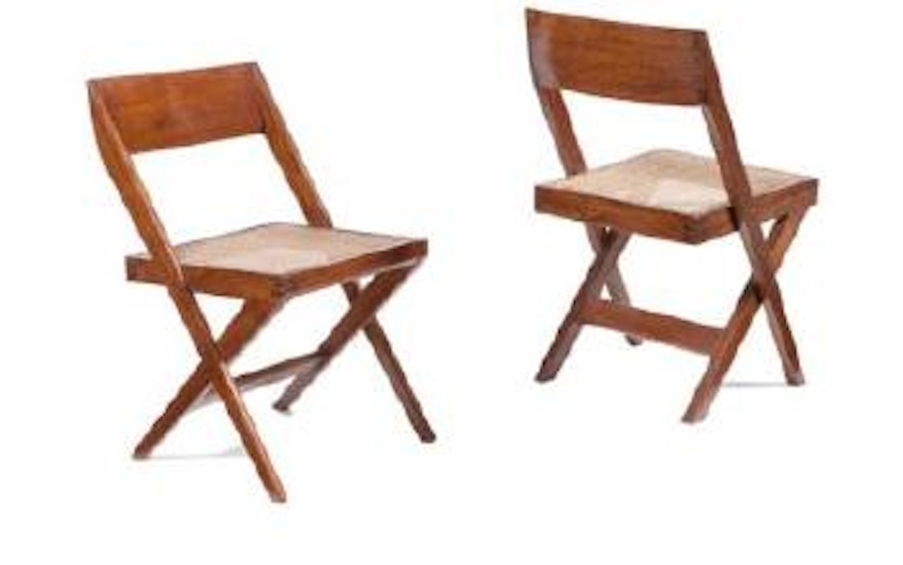 Chaises, dites Cane seat wood back chair by Pierre Jeanneret