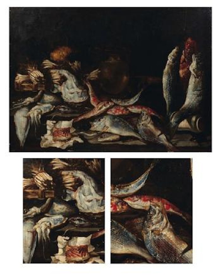 Repas de pêche aux rougets, calamars, seiches, sol, merlan et saumon by Giuseppe Recco