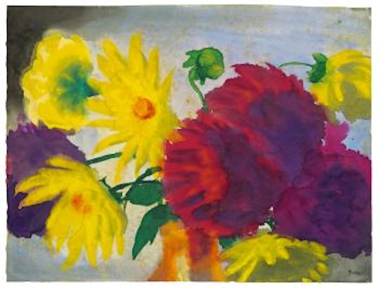 Rote und gelbe Dahlien by Emil Nolde