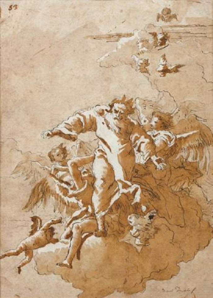 Dieu le père porté par des anges by Giovanni Domenico Tiepolo