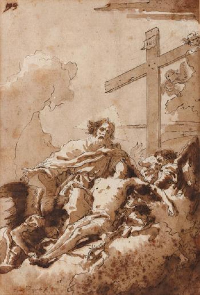 La Trinité avec deux anges et la croix by Giovanni Domenico Tiepolo