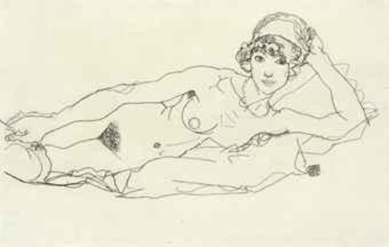 Liegender Akt by Egon Schiele