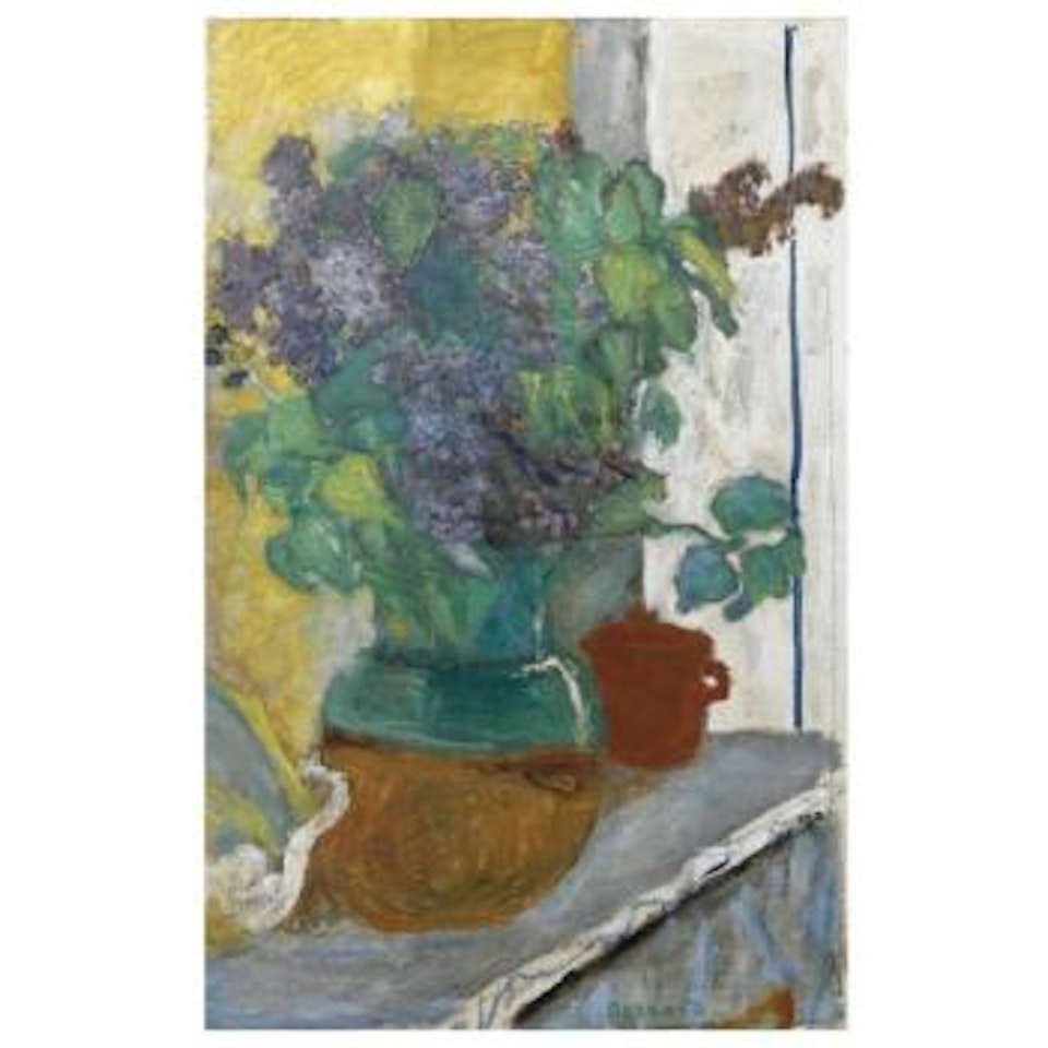Lilas Mauve Dans Un Vase De Terre Jaune Et Vert by Pierre Bonnard