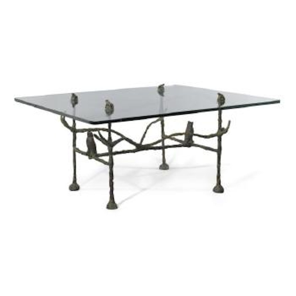 Table Basse Trapezoidale, Modèle Aux Hiboux Et Grenouilles by Diego Giacometti