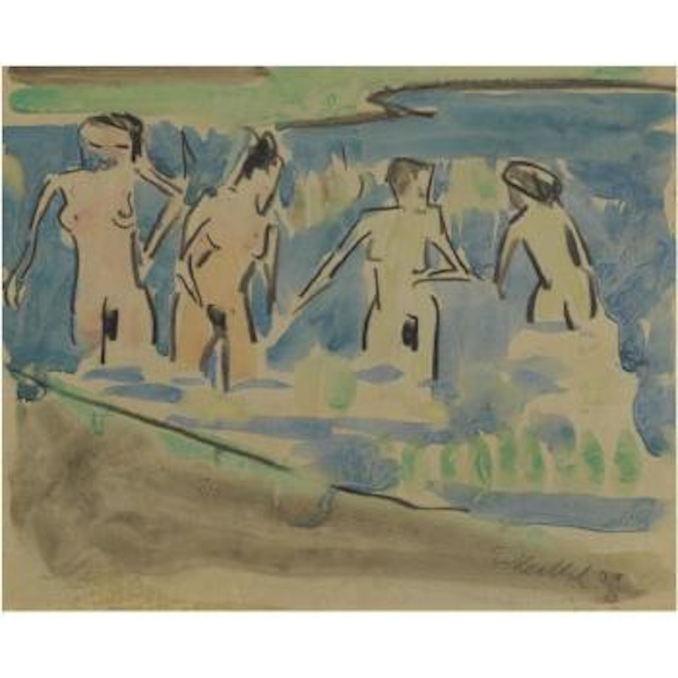 Badende Am Teich (Bathers By The Lake) by Erich Heckel