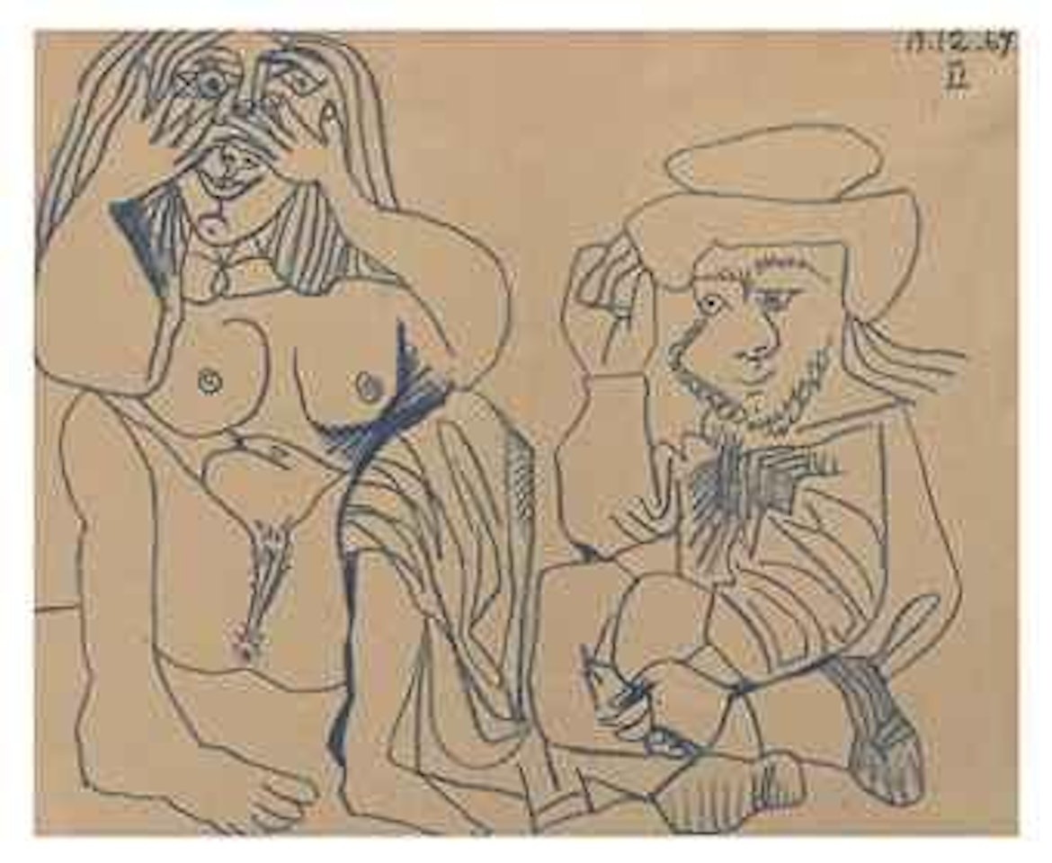 Nu et homme assis by Pablo Picasso