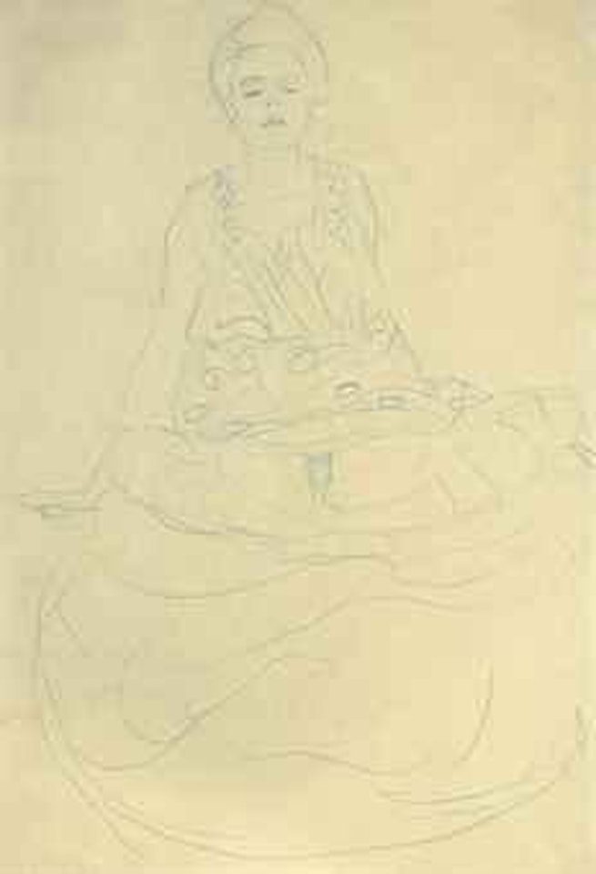 Sitzender Halbakt von vorne by Gustav Klimt