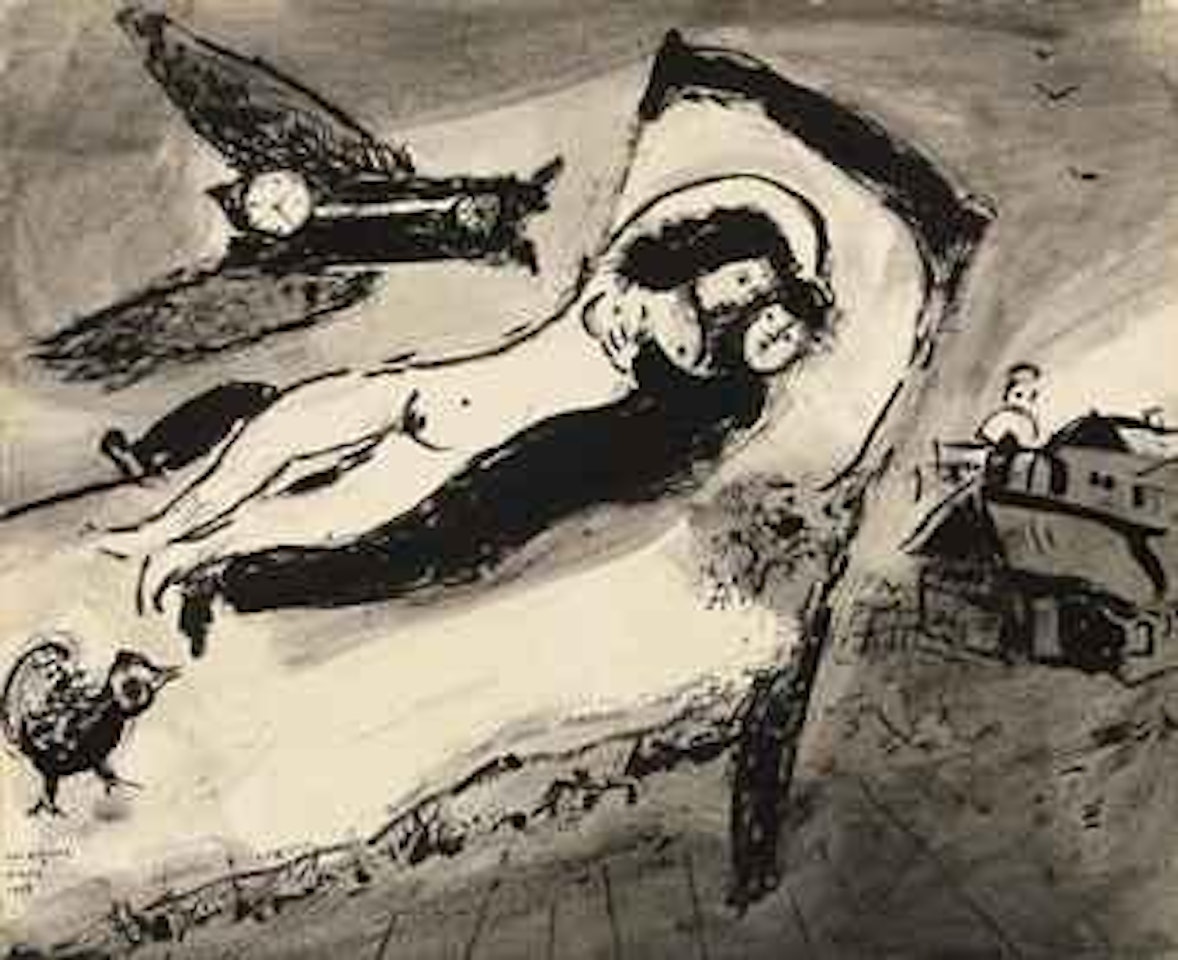 Les amoureux au dessus de la ville by Marc Chagall