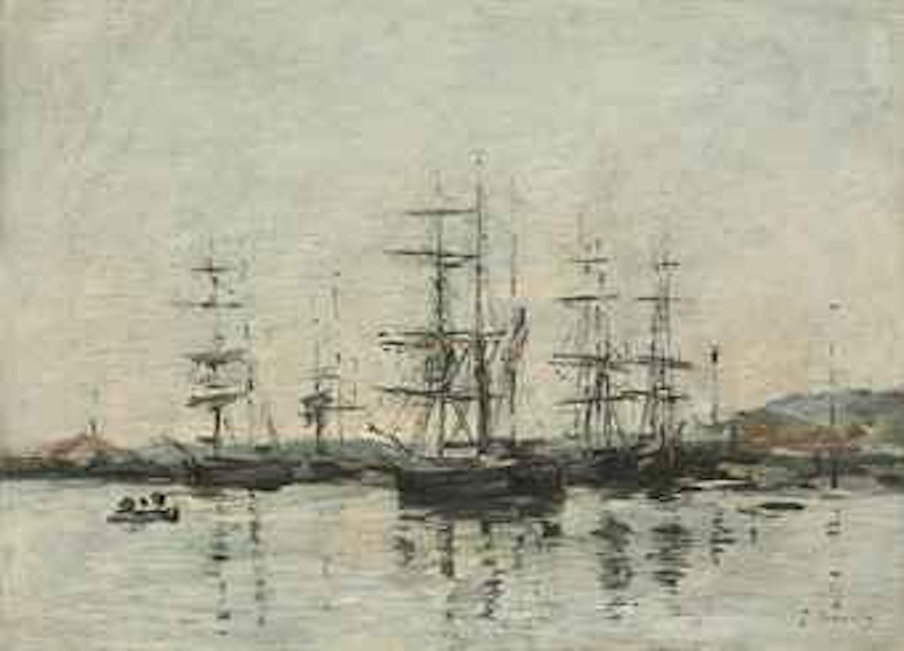 Port, voiliers à l'ancre by Eugène Boudin