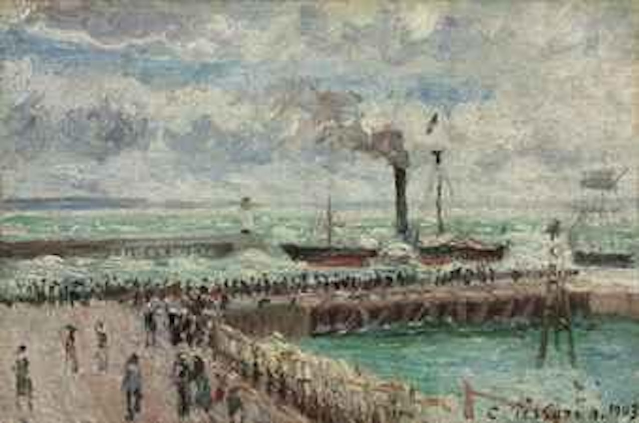 Entrée du port du Havre et le brise-lames ouest by Camille Pissarro