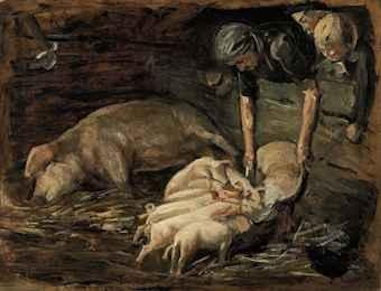 Schweinekoben, Wochenstube by Max Liebermann